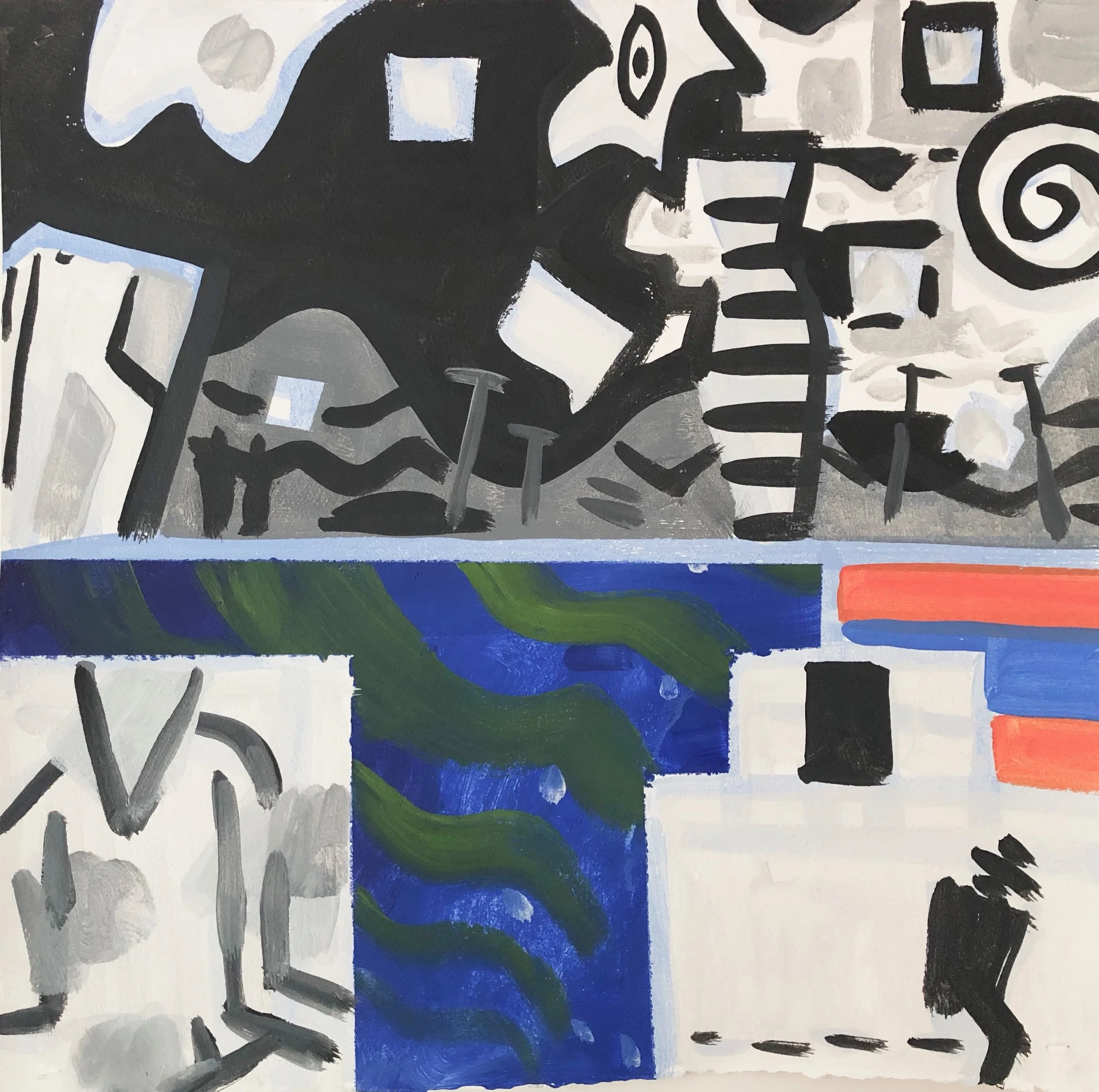  Gregory Botts  High Water, Autumn’s Aurora #1, 22 1/2 x 22 1/2”, Flashe on Arches, 2018