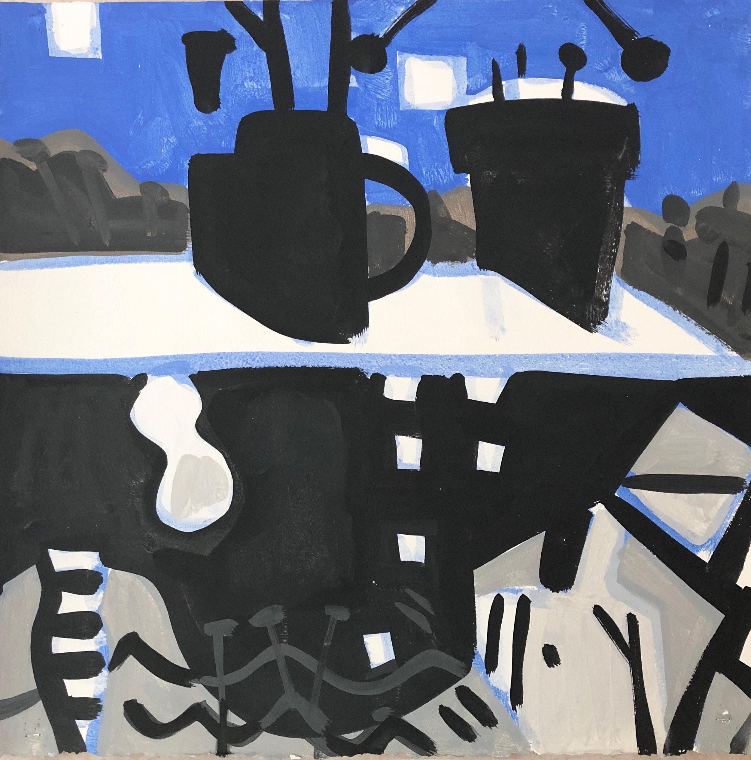 Winter Orion, #1, 22 1/2 x 22 1/2”, Flashe on Arches, 2019