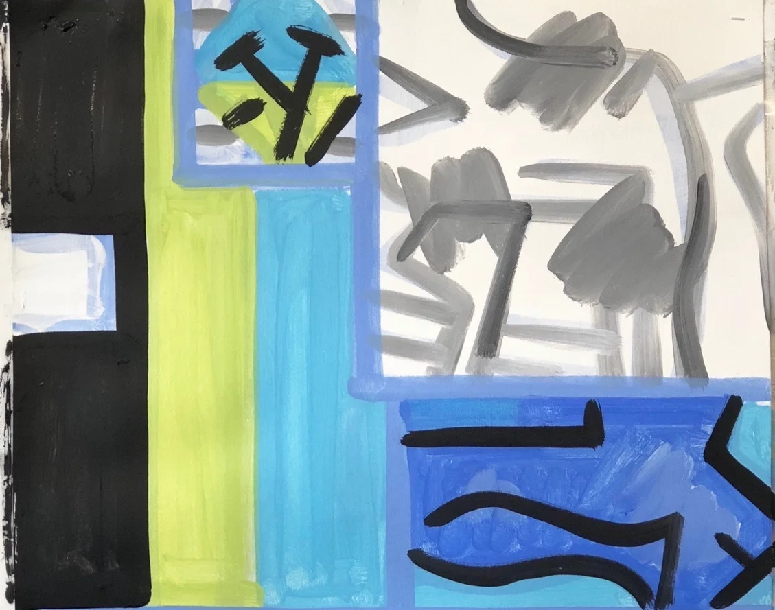 Idea , Figure, Lagoon, 22 x 22", Flashe on Arches, 2018