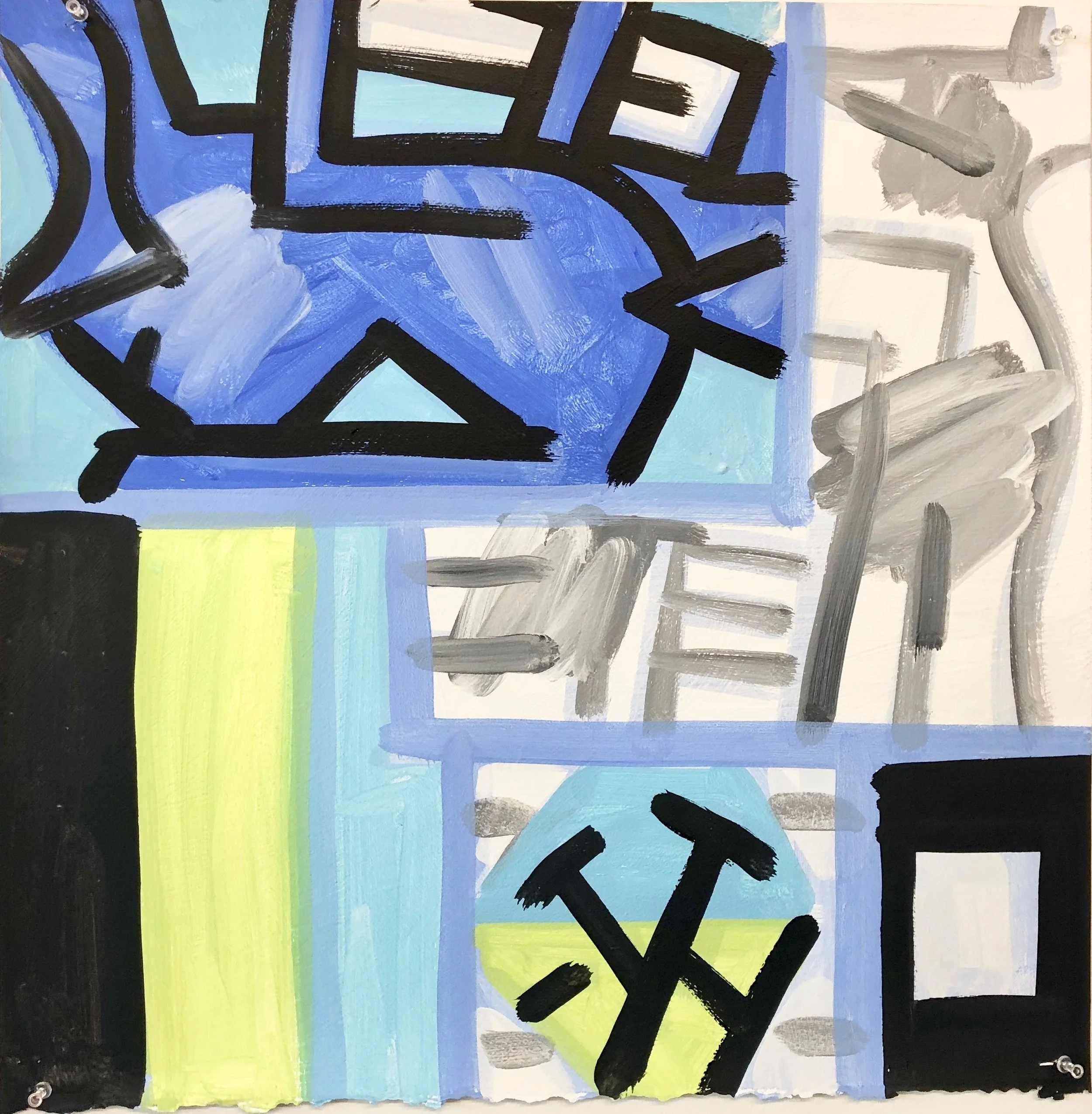 Idea , Figure, Lagoon #2, 22 x 22", Flashe on Arches, 2018