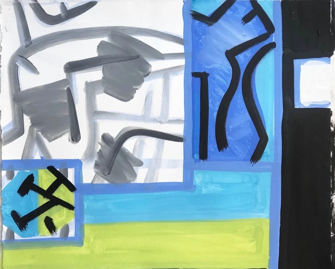 Idea , Figure, Lagoon #4, 22 x 22", Flashe on Arches, 2018