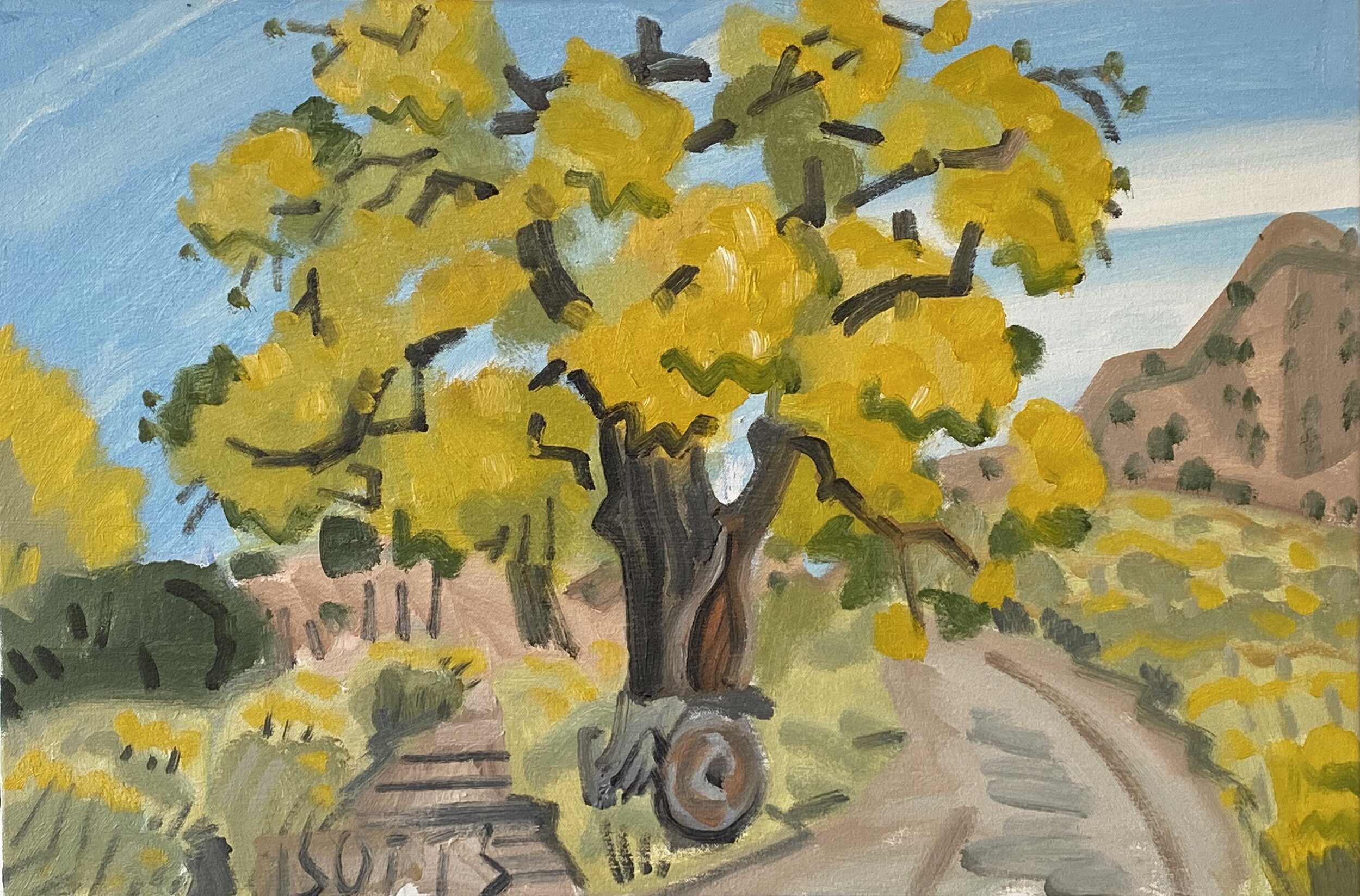 Old Cottonwood--Rest Stop, 16 x 24" o/c, 2020  