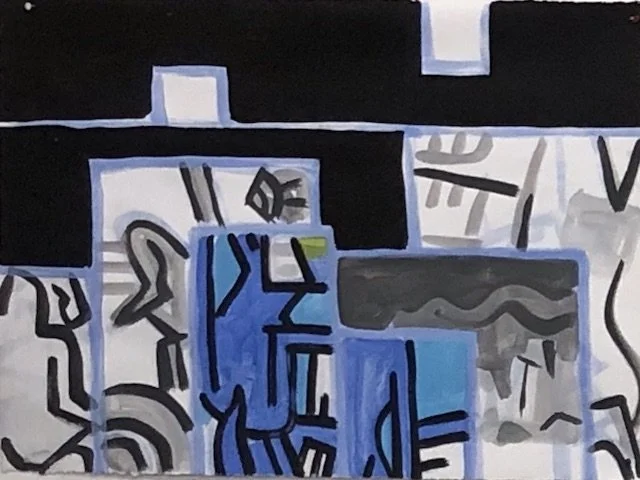  Western Lagoon Studio #2, 22 x 22”, Flashe on Arches, 2020