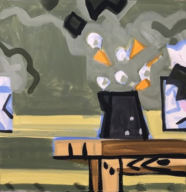 Artist and Model, 22 x 22", Flashe on Arches, 2020