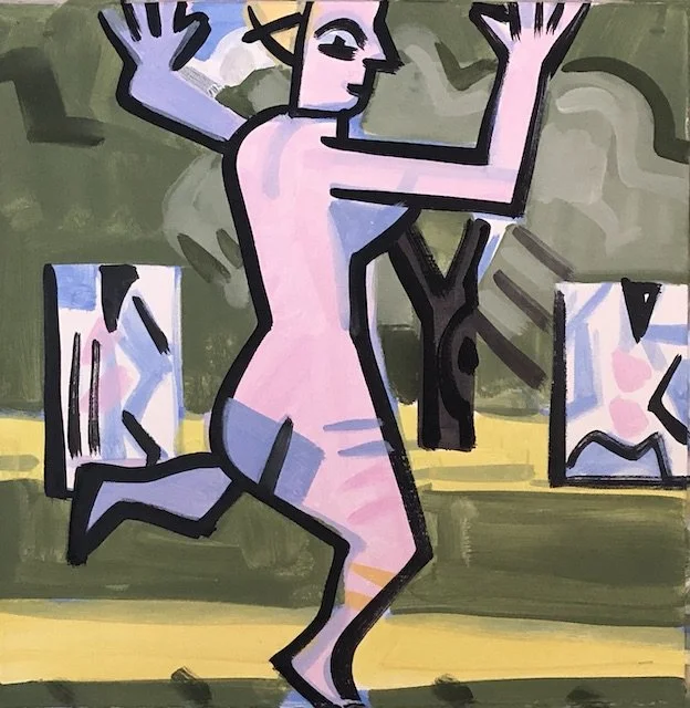 Artist and Model, 22 x 22", Flashe on Arches, 2020