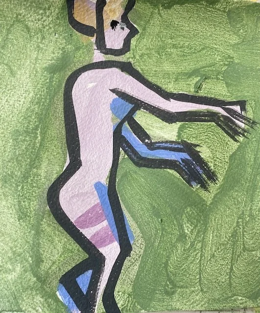 Figures after Greek Vase, 10 x 15" each, flashe on Arches, 2021