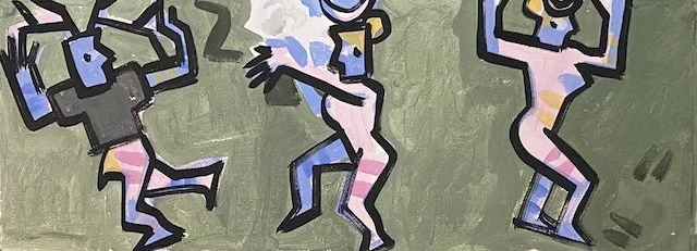 Diana and Actaeon, 11 x 30",  Flashe on Arches, 2021 