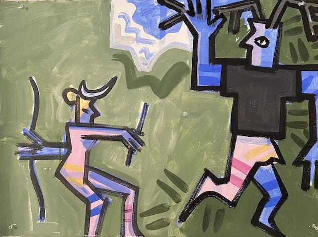 Diana and Actaeon, 22 x 30", Flashe on Arches, 2021 February