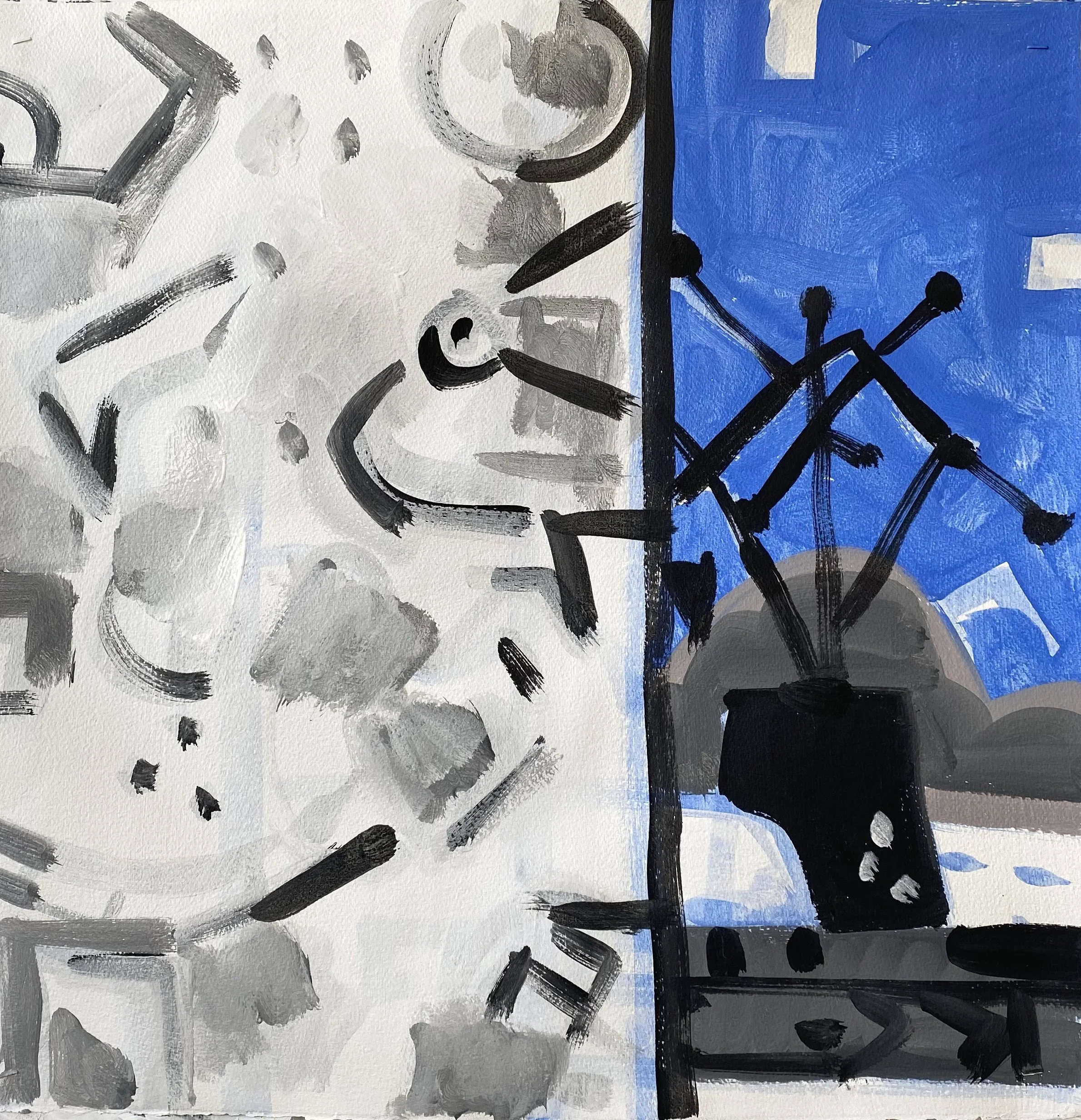 Seasonal Round, Winter,  22 x 22", flashe on Arches, 2020  