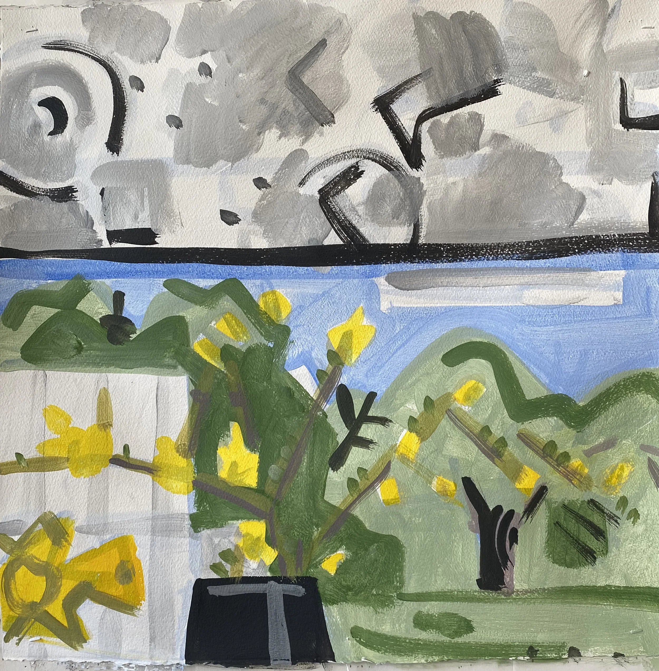 Seasonal Round, Spring, 22 x 22", flashe on Arches, 2020  