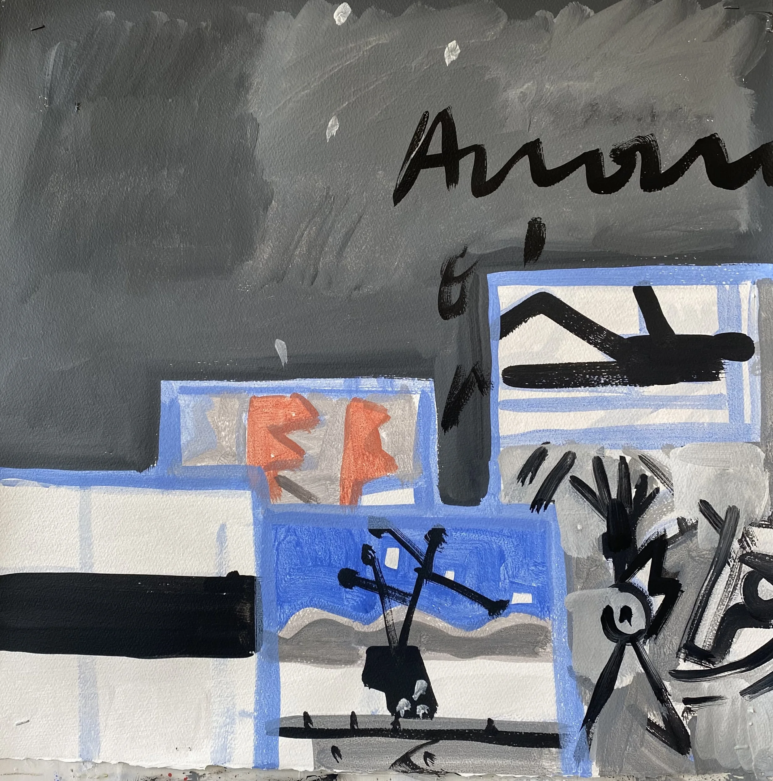 Seasonal Aurora #1, 22 x 22", flashe on Arches, 2020  