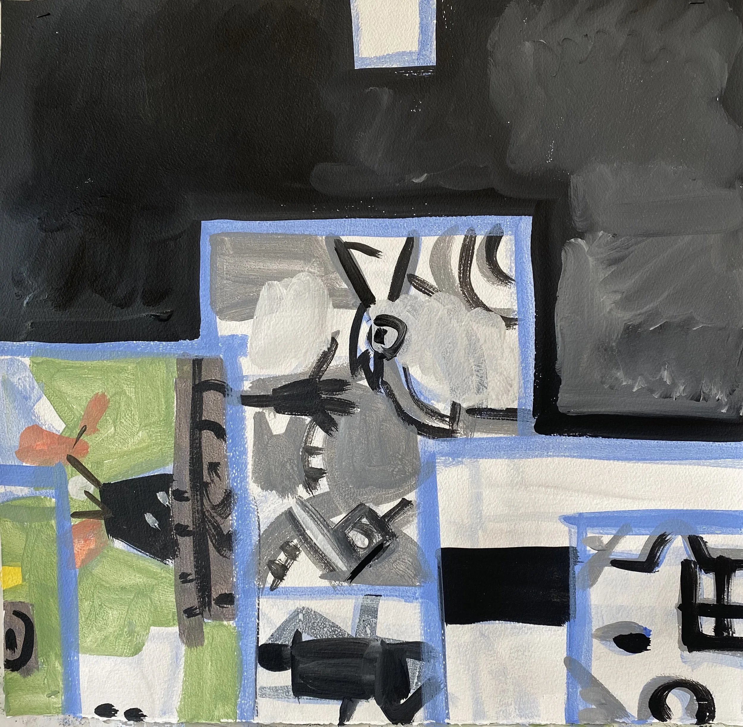 Seasonal Aurora #3, 22 x 22", flashe on Arches, 2020  