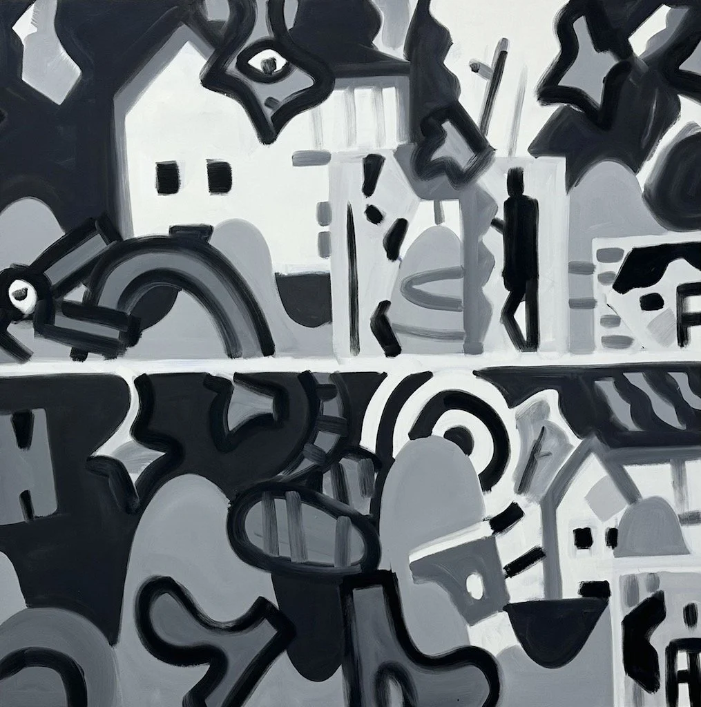 Lexicon or images into symbols of change, oil on canvas, 72 x 72" , 2022