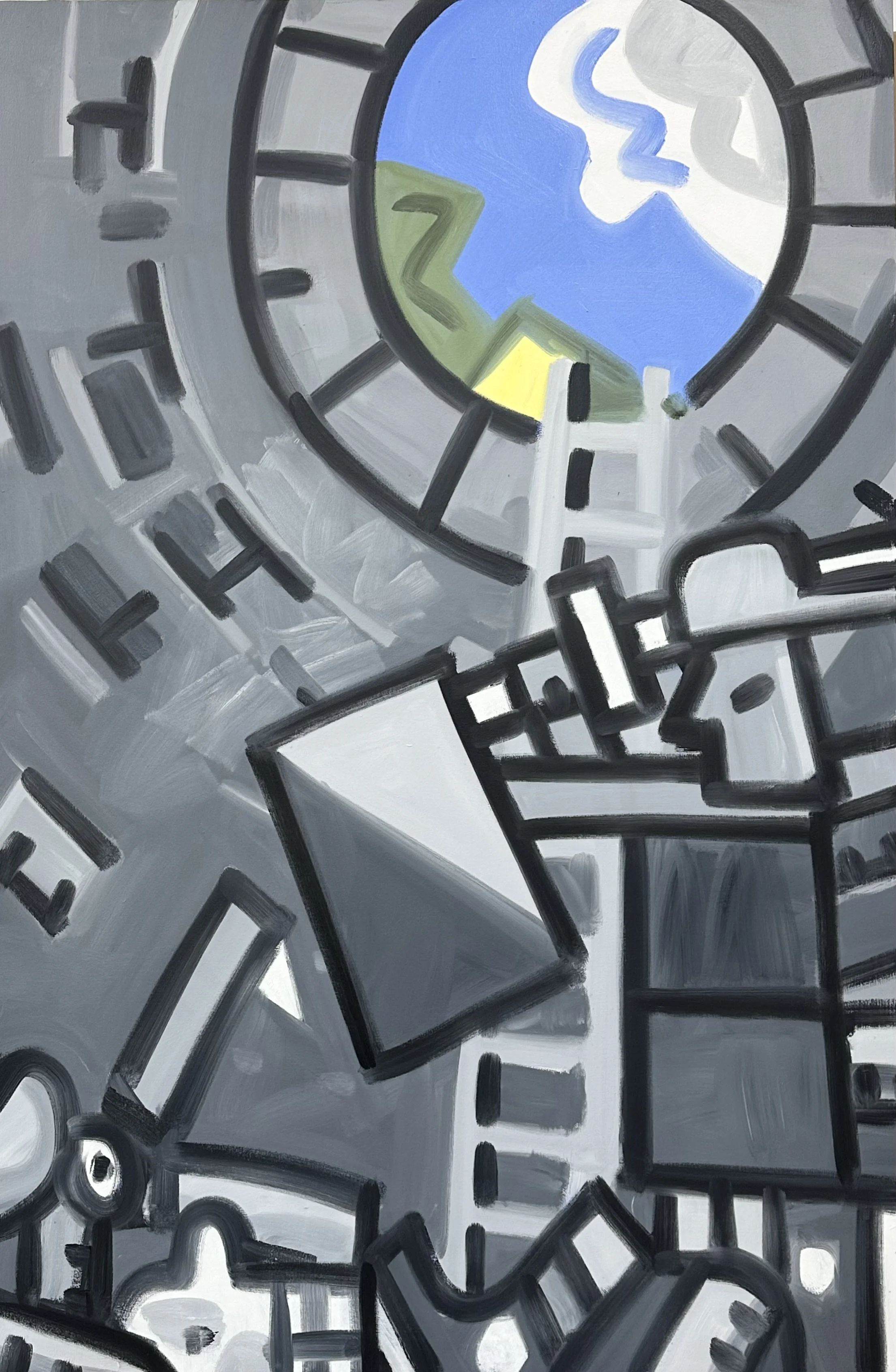  In the Well,  60 x 90", oil on canvas, 2021-23