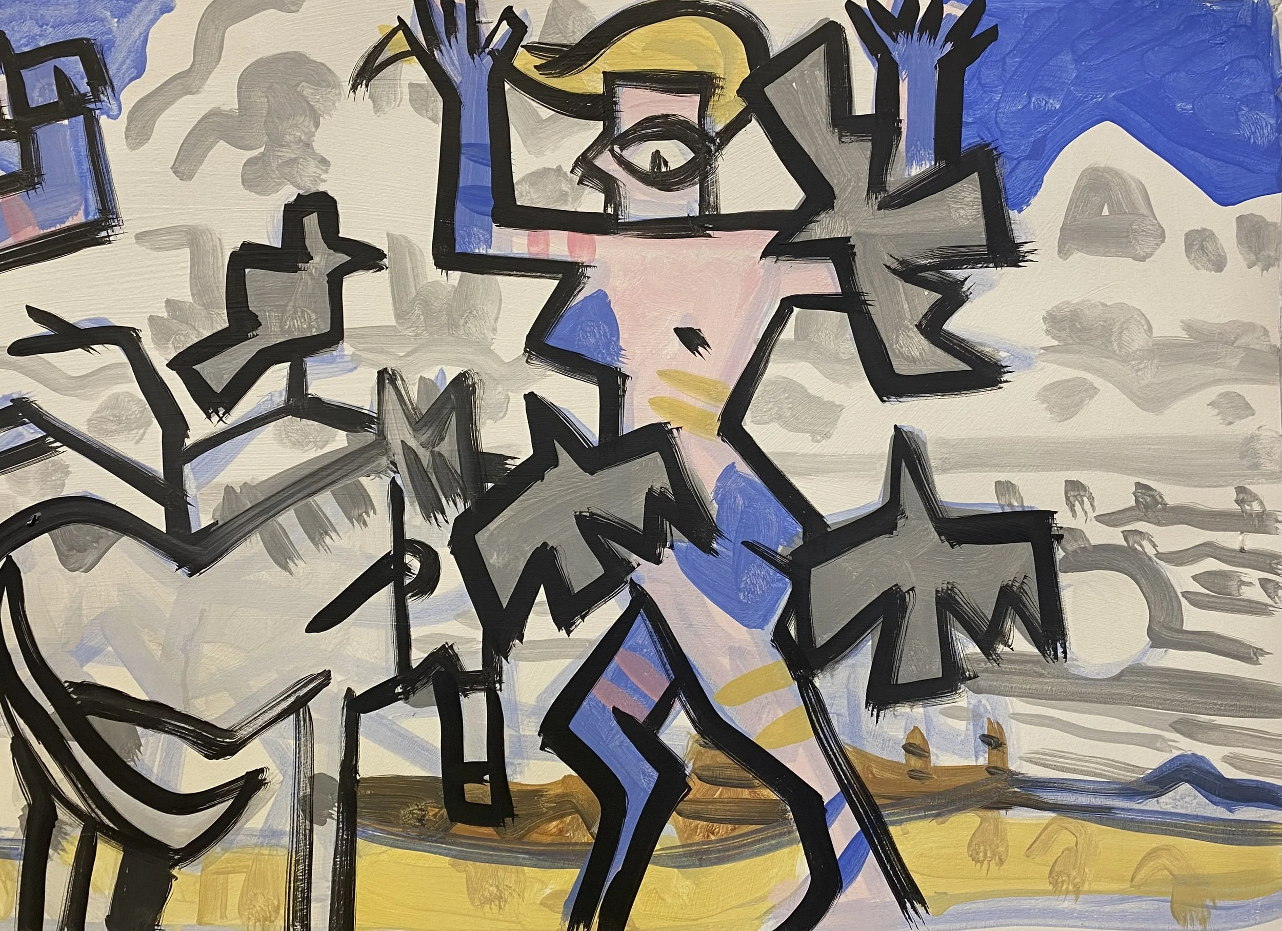 somethings up, California,  22 x 22" each, flashe on Arches, 2022  August 