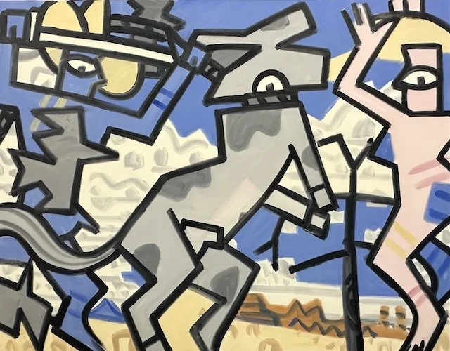  something's up, " a bedlam of shouts and whacks," #5,  oil on canvas, 84 x 106" , 2022