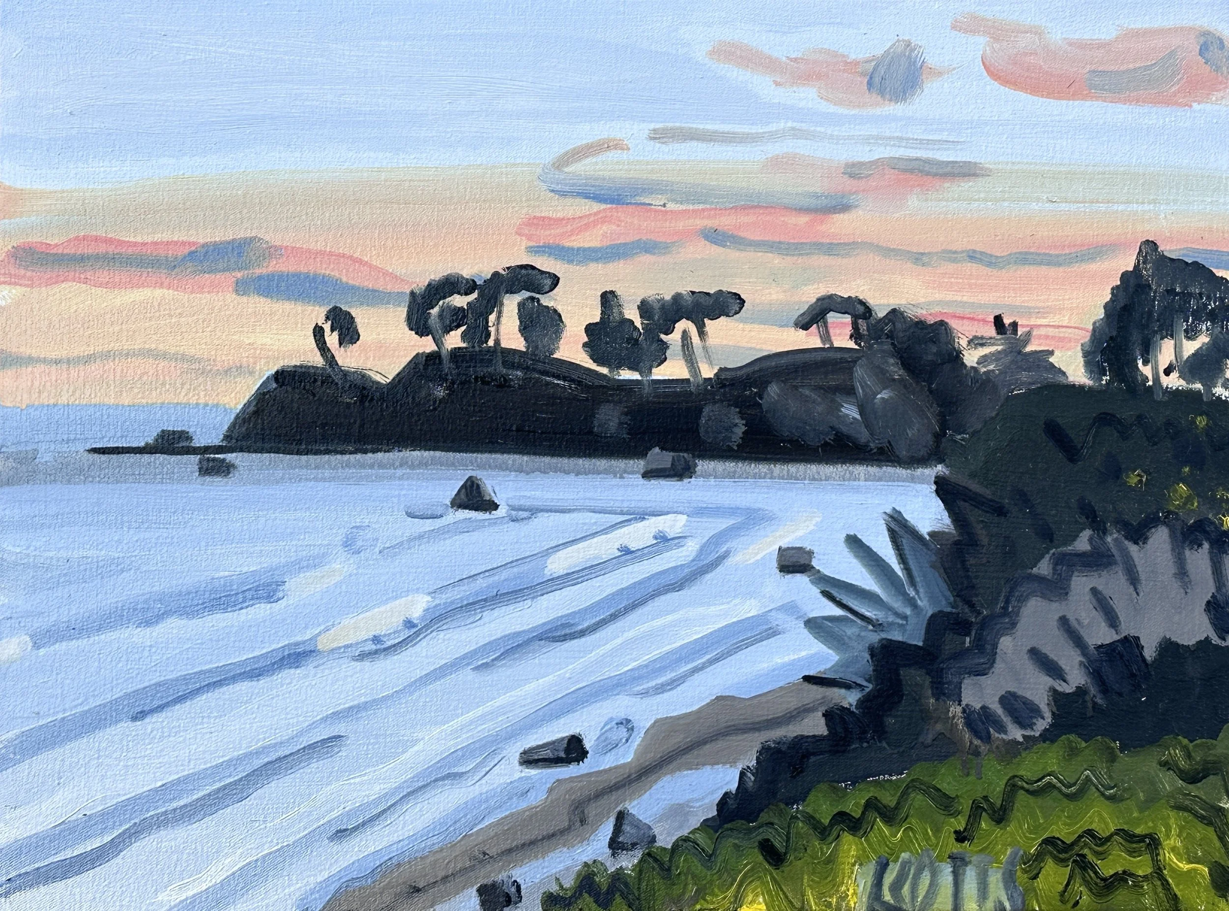 Coal Oil Point Sunset #1, 18 1/4 x 24 1/4" , oil on canvas, 2025