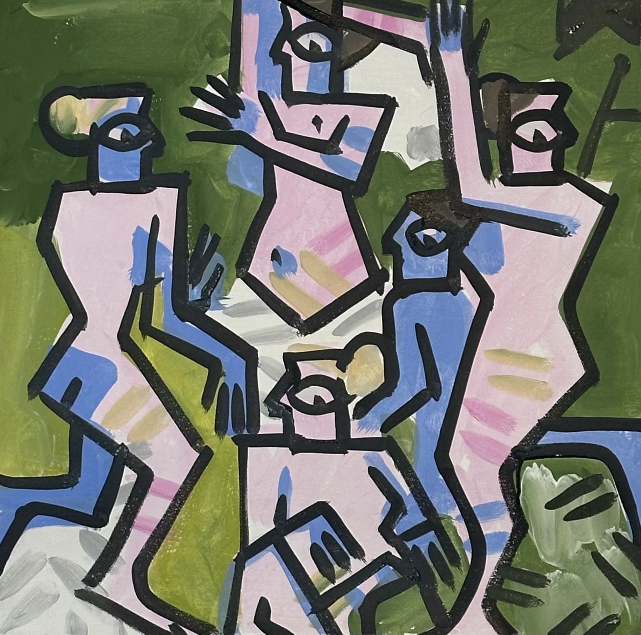 after painting, 22 x 22" , flashe on Arches, April 2024, Canaan