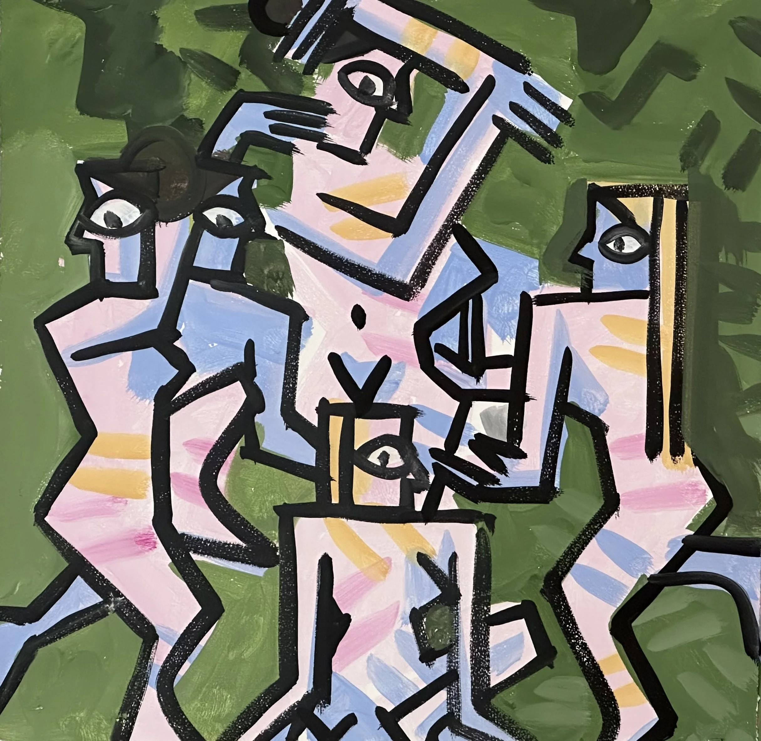 after painting, 22 x 22" , flashe on Arches, April 2024, Canaan