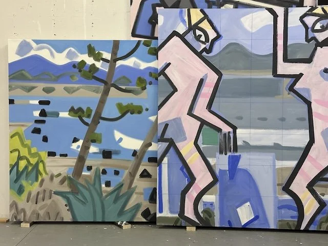 Shown in relation to other paintings of the group. NM Studio.