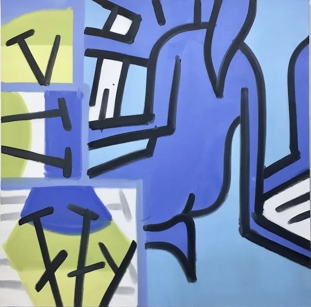 Blue Figure, Reeds, #2, 60 x 60”, o/c, 2016-17