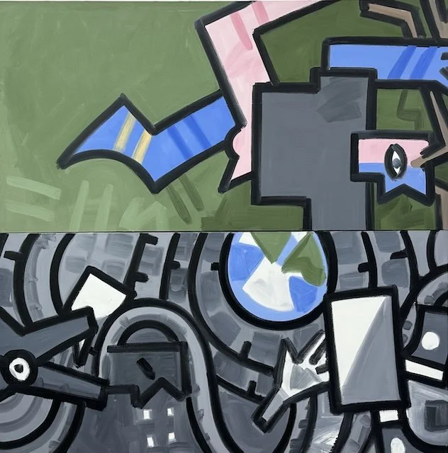  "after symbolic narrative," In the Well, 84 x 84" two panels, oil on canvas, 2021