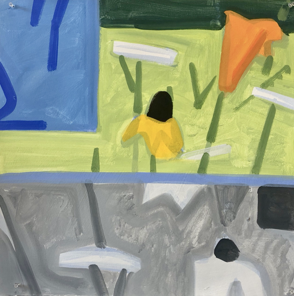 July Daylilies #1-4, 22 x 22, flashe on Arches, 2019