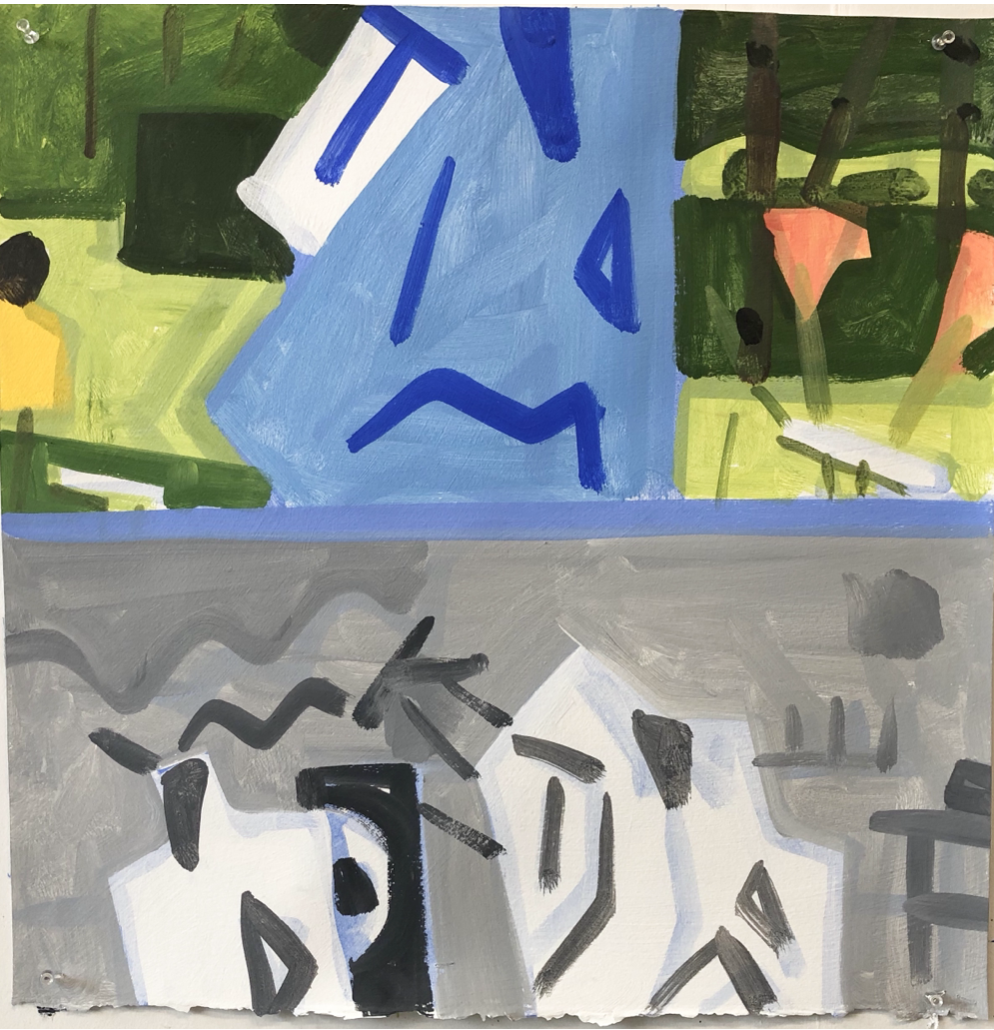 July Daylilies #1-4, 22 x 22, flashe on Arches, 2019