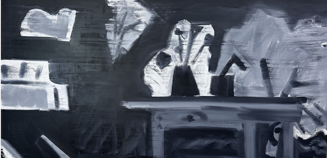  "hidden behind, of myth and dream, that space, the far off romantic possibility," #3, 39 x 39", Oil and wax on canvas, 2025