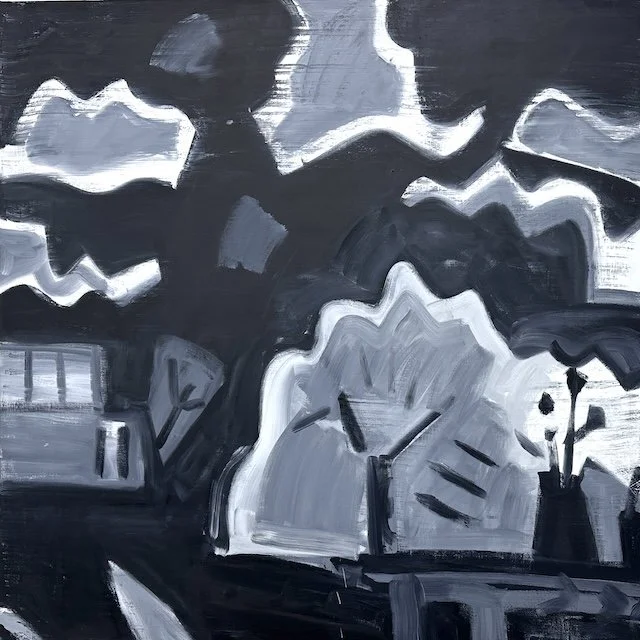  "hidden behind, of myth and dream, that space, the far off romantic possibility," #1,, 90 x 90", Oil and wax on canvas, 2025
