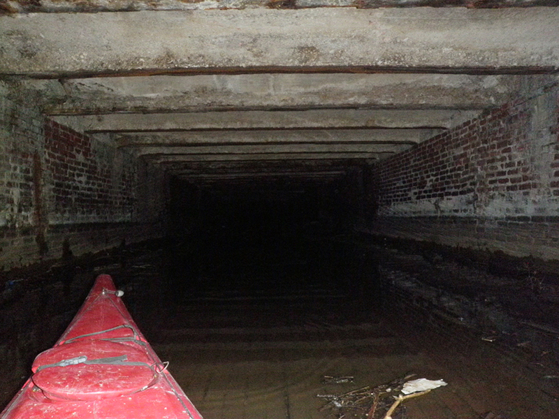 As I continued deeper underground, the culvert gradually got more shallow. 