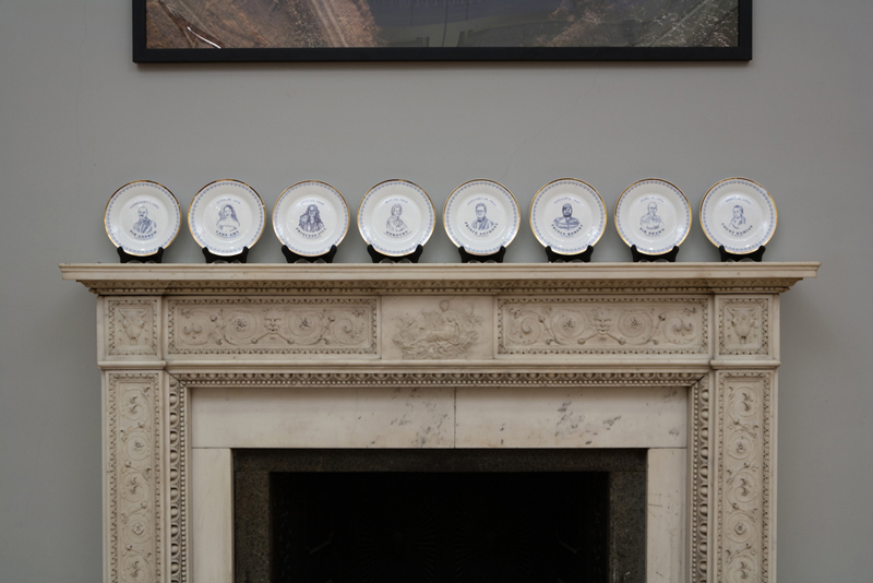  Laird Royal Family &nbsp;Commemorative Plate Series, sitting atop William Penn’s mantle (Installation View), Historical Society of Pennsylvania, 2010 