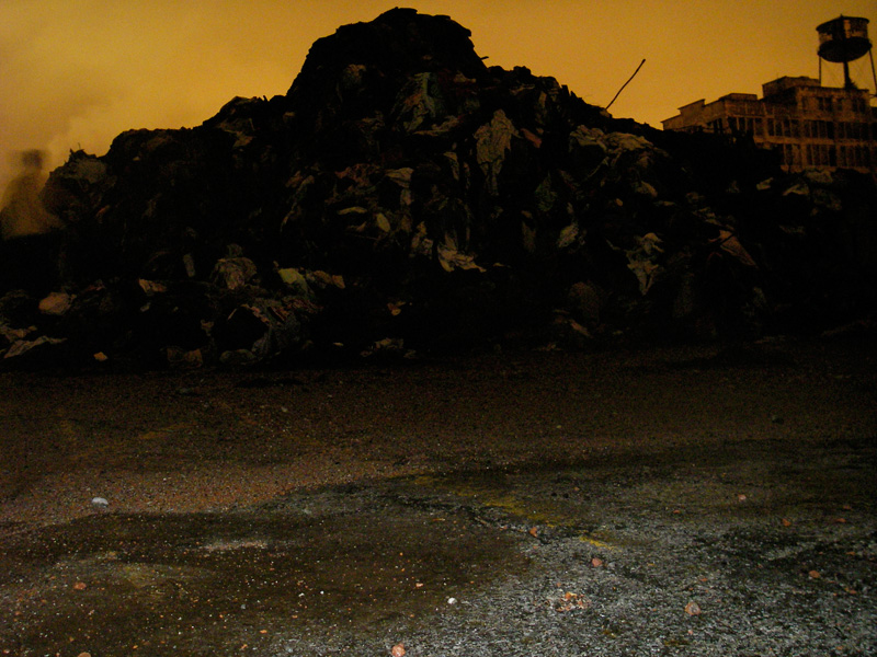 You could still see some of the burnt clothes from the street.