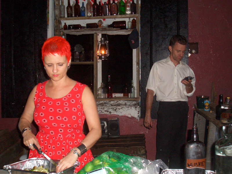 So, my friend, Silke, puts finishing touches on the bar.