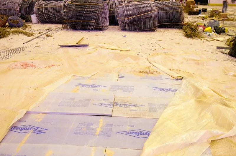 Fortunately, the hockey rink floor was lined with foam.