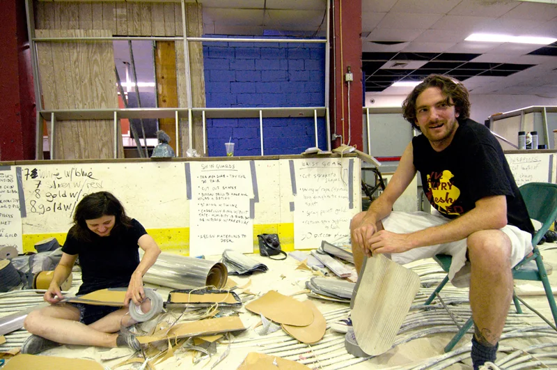 Diane Dwyer and Brendan Carney made cardboard armor.