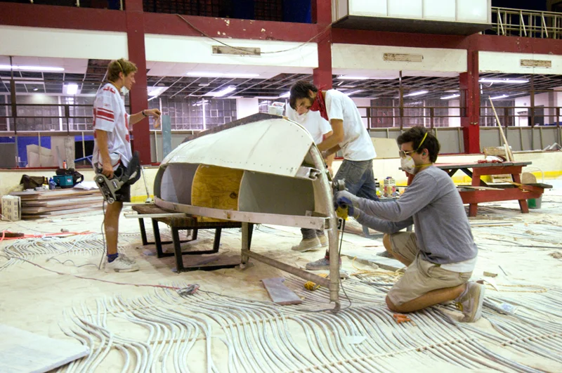 …built a canoe from the rink walls.
