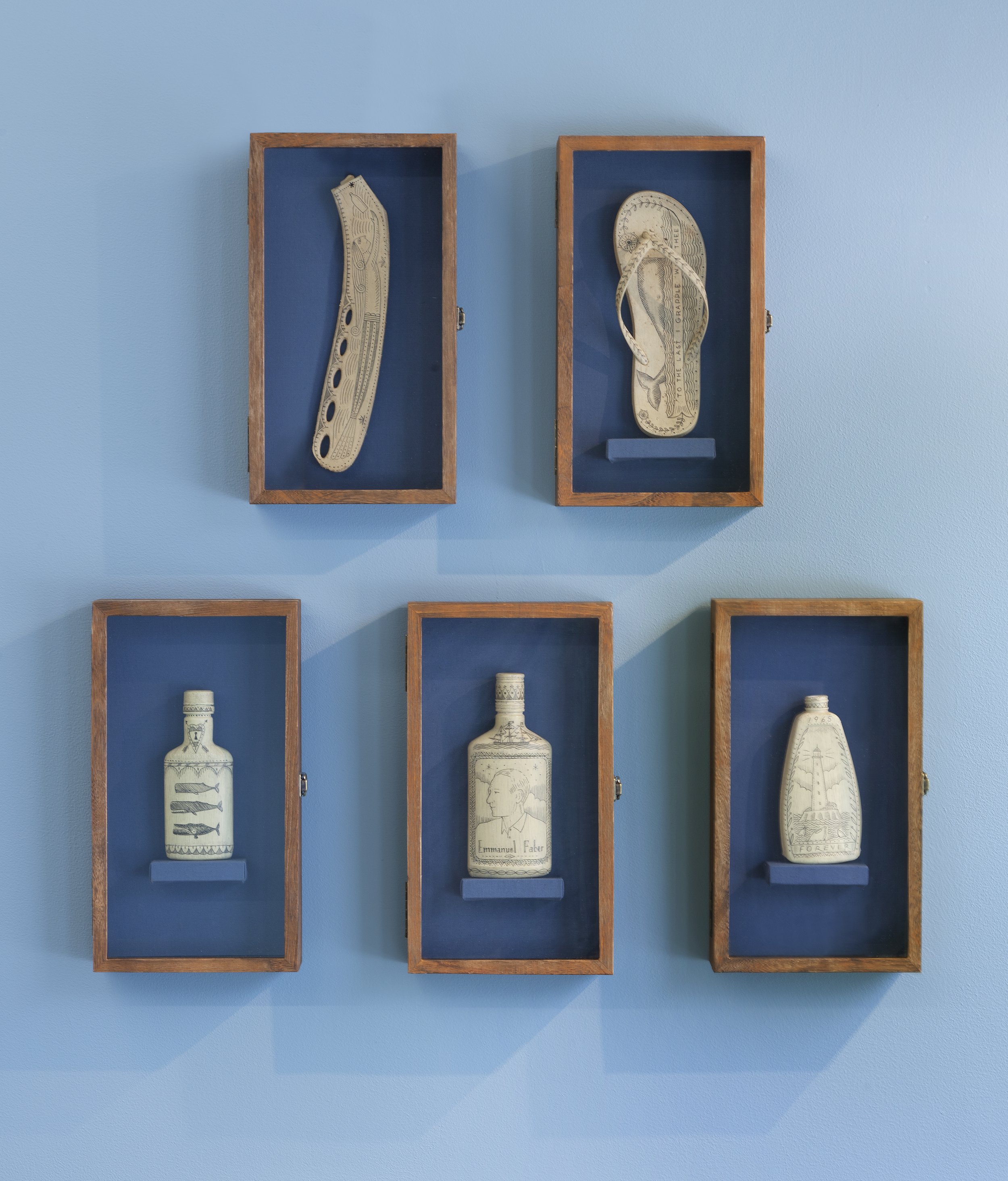   No. 1965. 227,154, 54,18 of the Poly S. Tyrene Memorial Maritime Museum , 2020, Reclaimed ocean plastic, ink, wax in wood &amp; glass case, 14.88” x 8.5” x 2.75". Photo courtesy of Will Howcroft for Praise Shadows Art Gallery. 