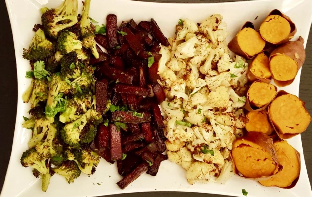 Roasted Beets Broccoli Cauliflower And Sweet Potatoes Aimee Rein