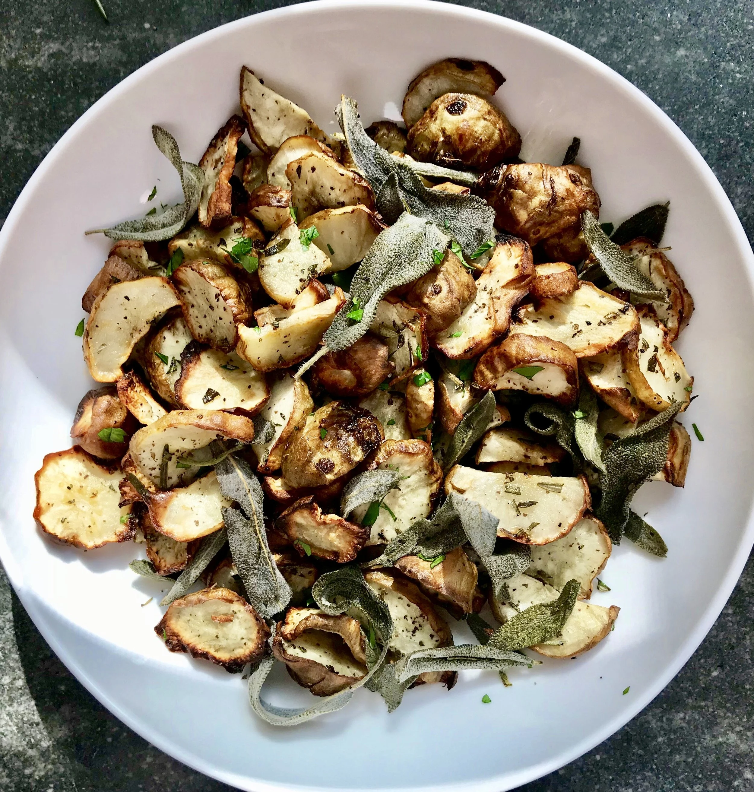 Roasted Sunchokes (Jerusalem Artichokes) with Sage and Rosemary — Aimee