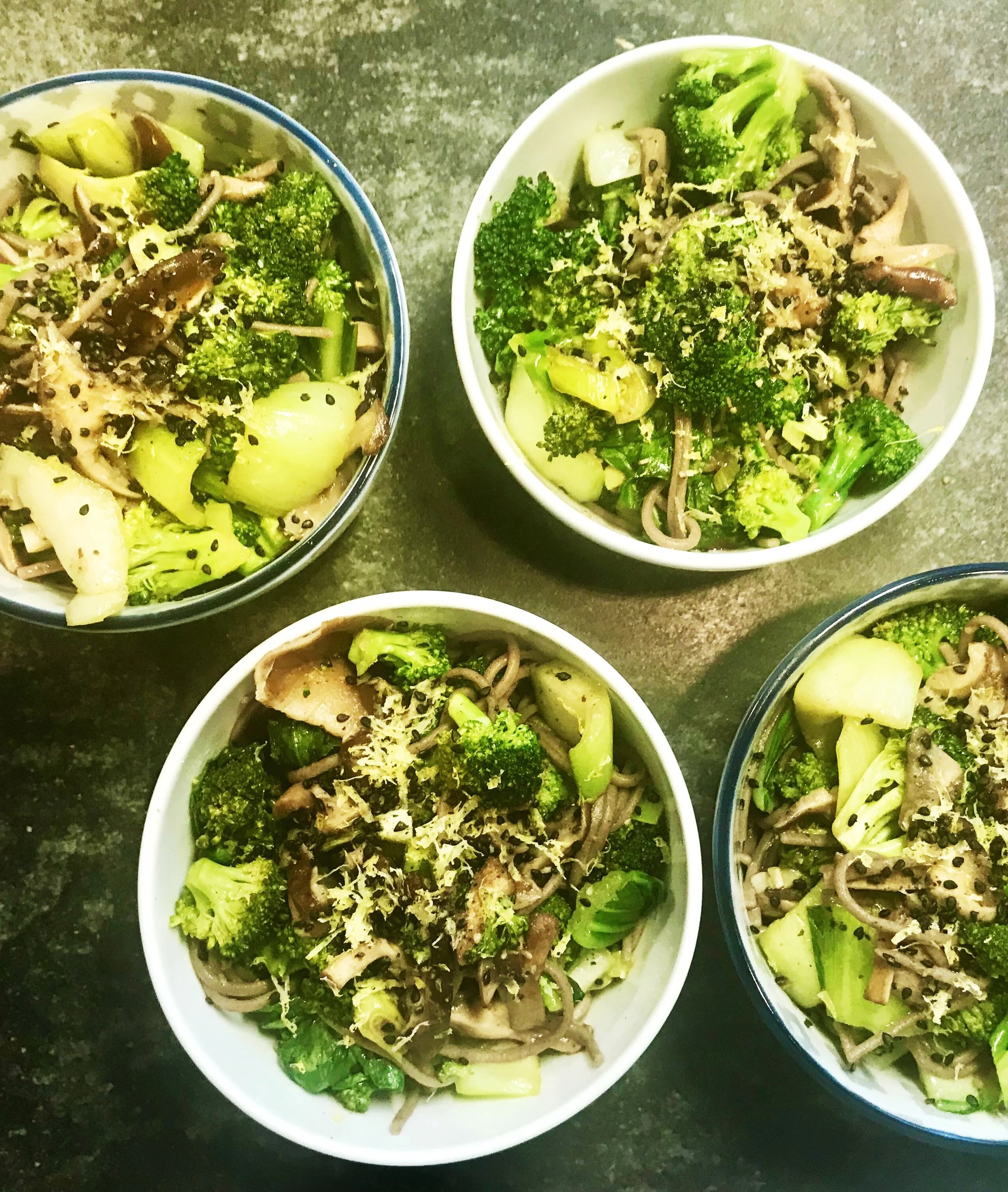 Soba Noodles with Broccoli, Bok Choy and Shiitake Mushrooms — Aimee Rein
