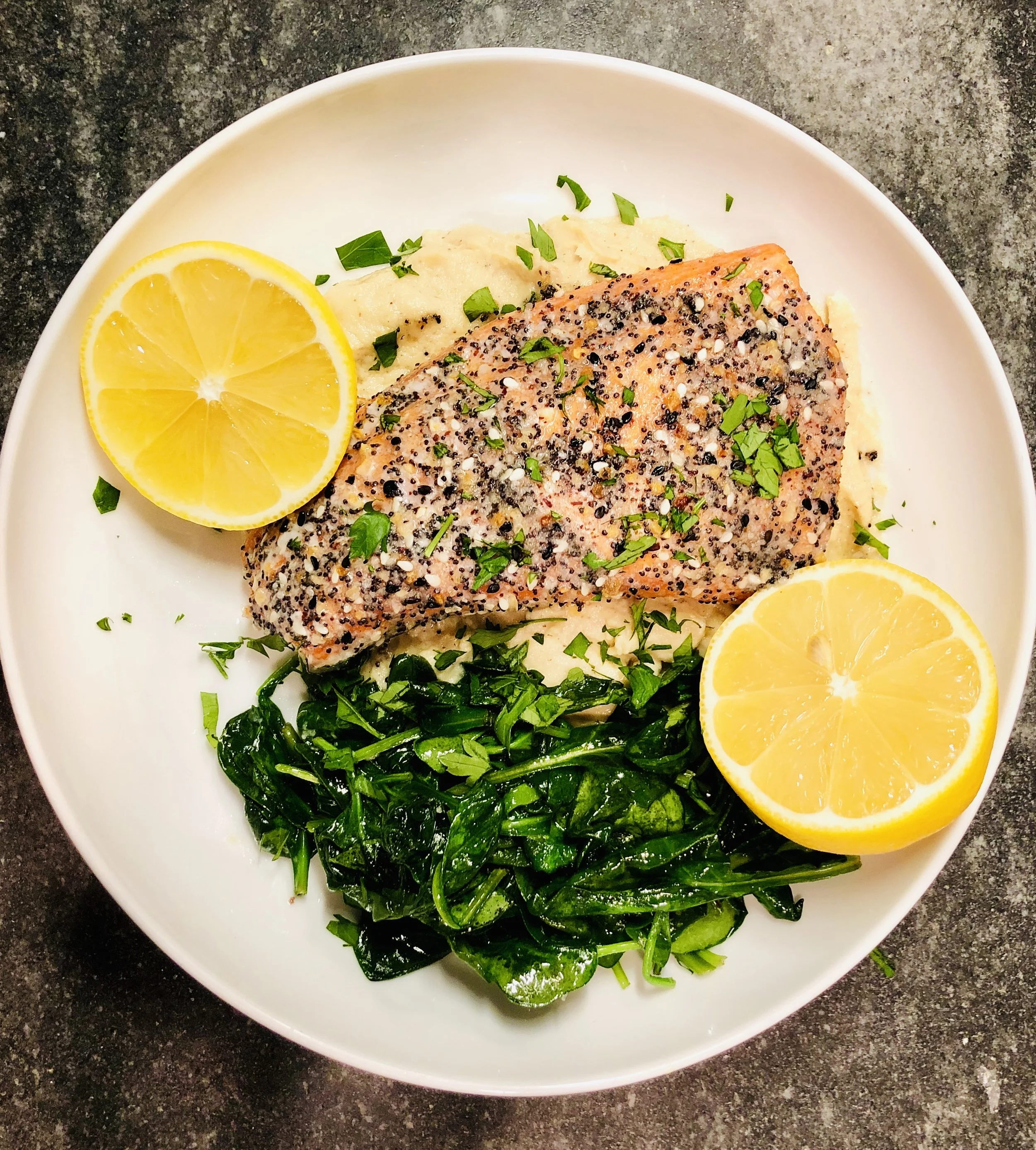 salmon with cauliflower mash and spinach.jpg