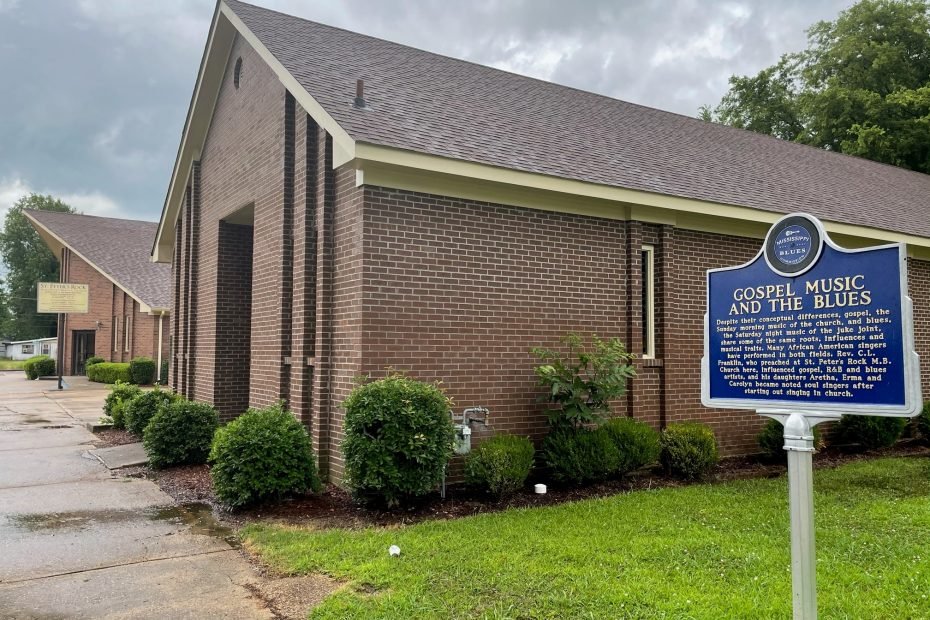  Mississippi Blues Trail Marker at St. Peter’s Rock Missionary Baptist Church, Cleveland, MS 