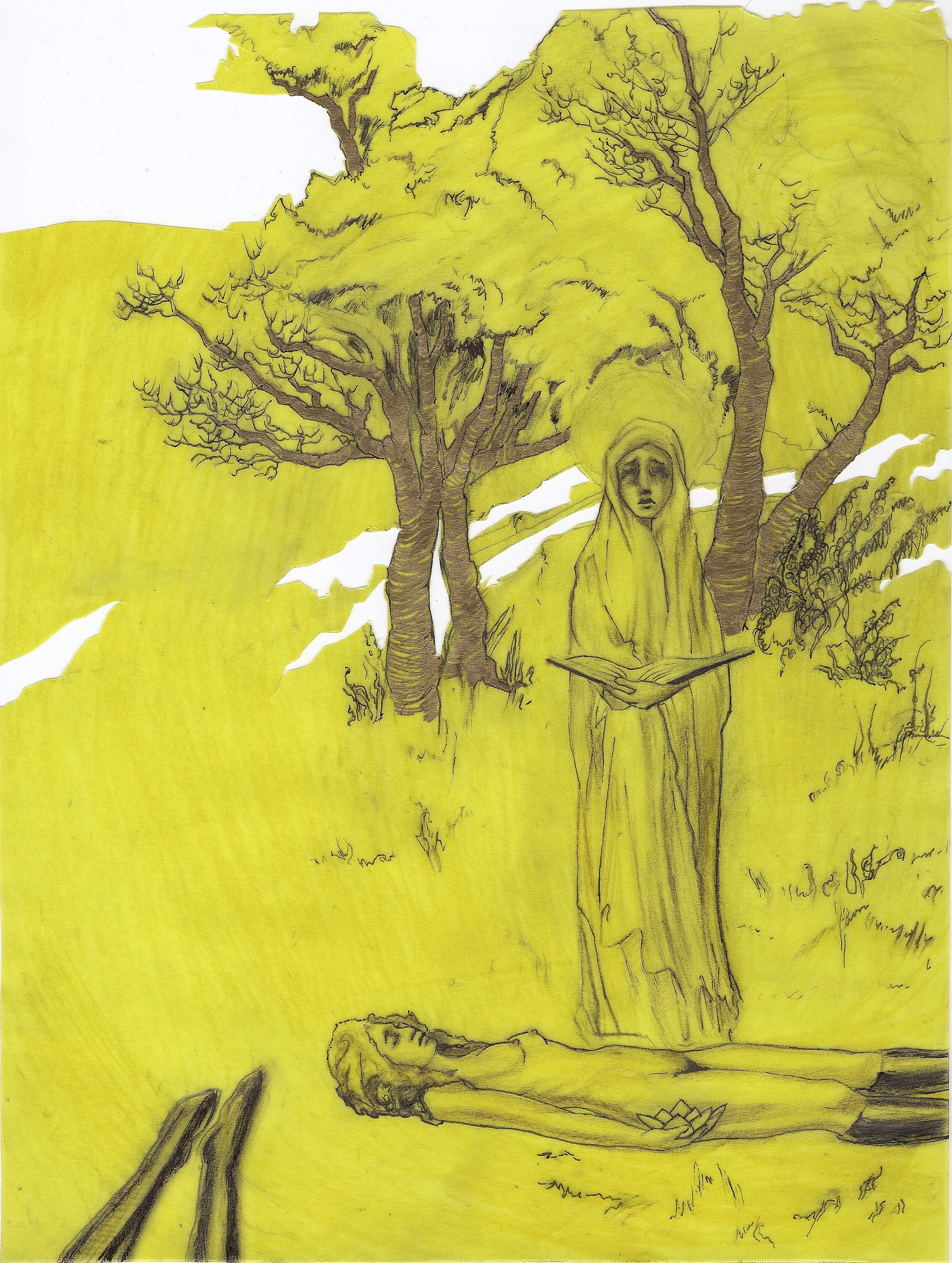 Island of the Lotus-Eaters: The Saint Comes at Dusk II, Colored pencil and ink on vellum and paper, approx. 8" x 10," 2006.