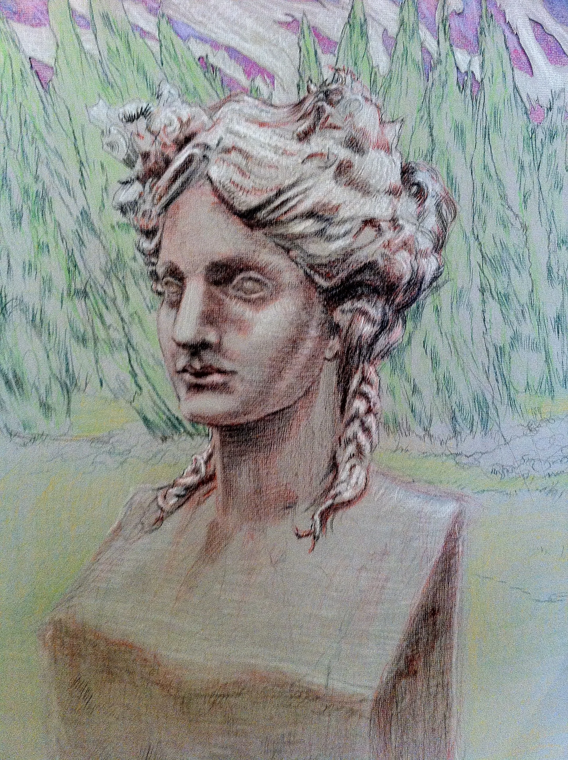 Artemis I , colored pencil on collaged paper, 2011.