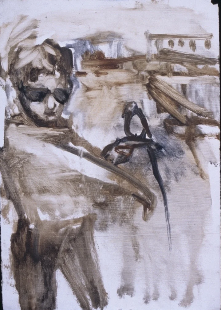 Bird on the Finger , oil on gessoed paper, 2000.
