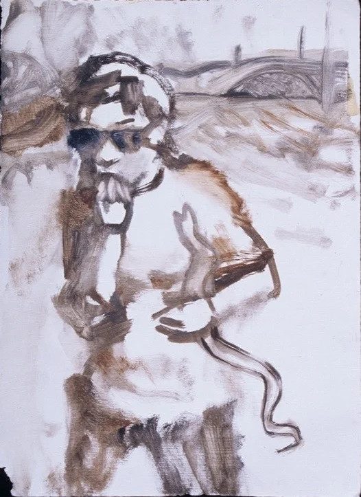 Snake in the Hand , oil on gessoed paper, 2000.