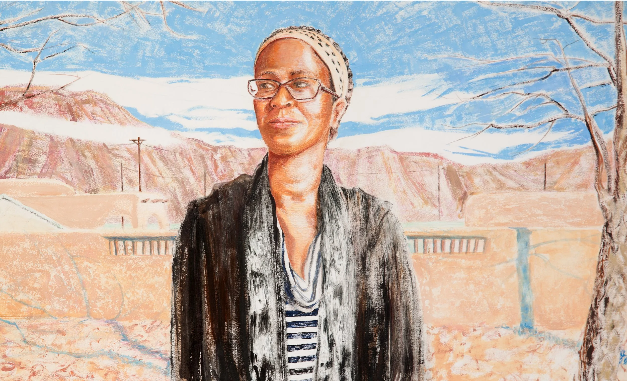   Miya, Albuquerque.  2017. Acrylic and colored pencil on paper, approx. 22” x 32.” From the  New Mexico Story Power  series. 