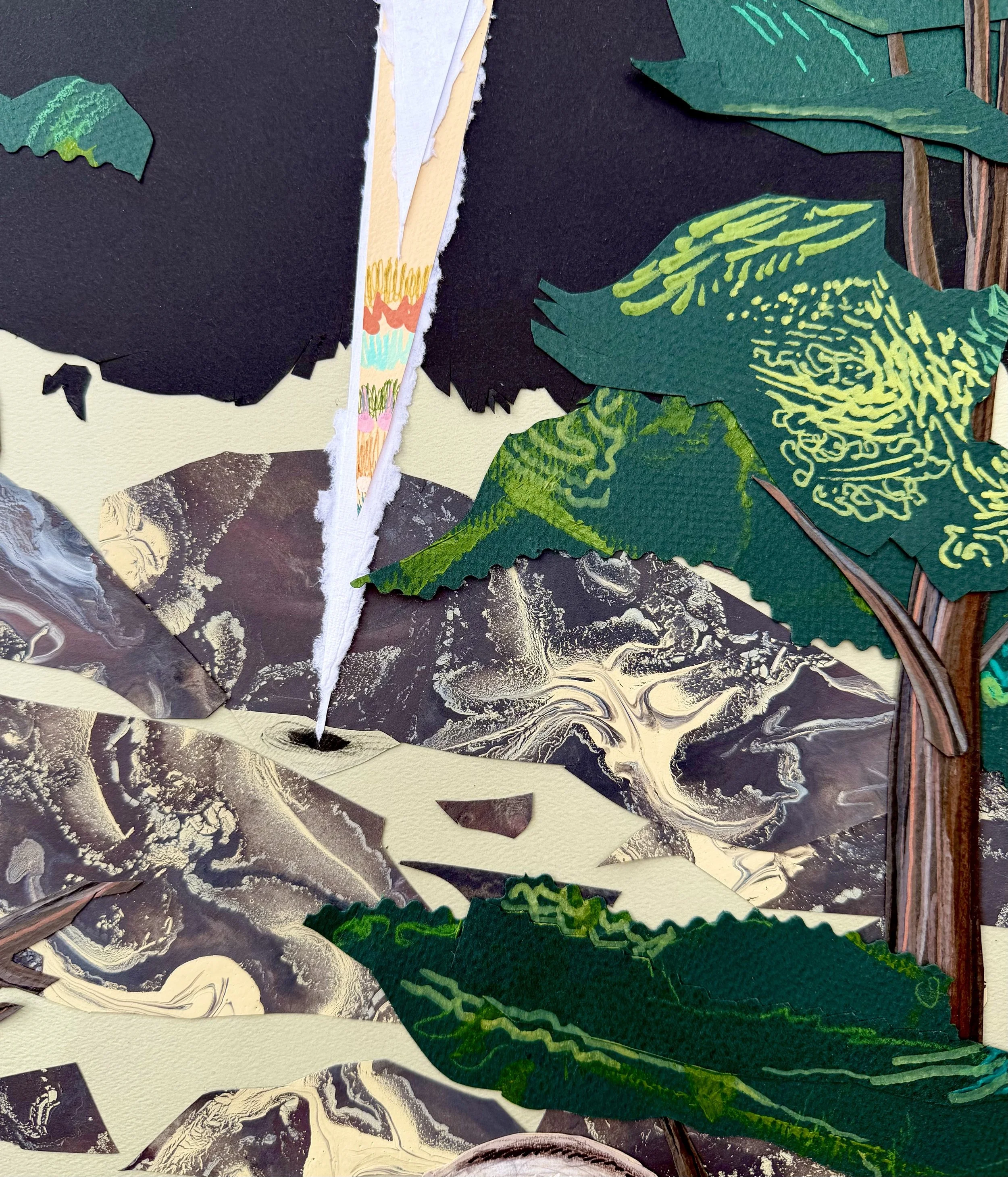    Detail from ‘Barred Owls and a Beam of Light Emerging From a Hole in the Ground Behind Them.’     