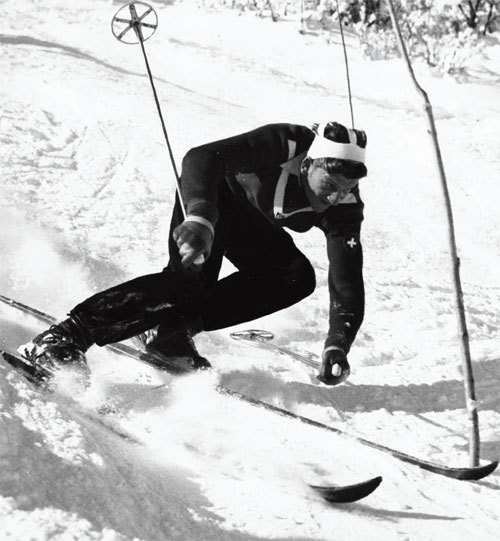 George Schneider competing in the 1950 FIS Championships in Aspen, Colorado. Photo: Aspen Historical Society
